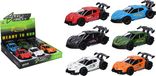 Set de 6 voitures de course avec volant d'inertie, 16x8x5 cm, couleurs assorties