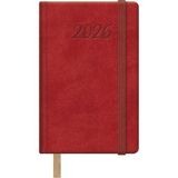 Dohe Kalender 2026, weekoverzicht, zakformaat (8,5 x 13 cm), hardcover van kunstleer, rubberen sluiting, bladwijzer, 12 maanden januari tot december, jaarplanner in het Spaans, Samba-rood