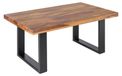 LODEN Table basse 100 cm bois de Sheesham massif métal noir industriel