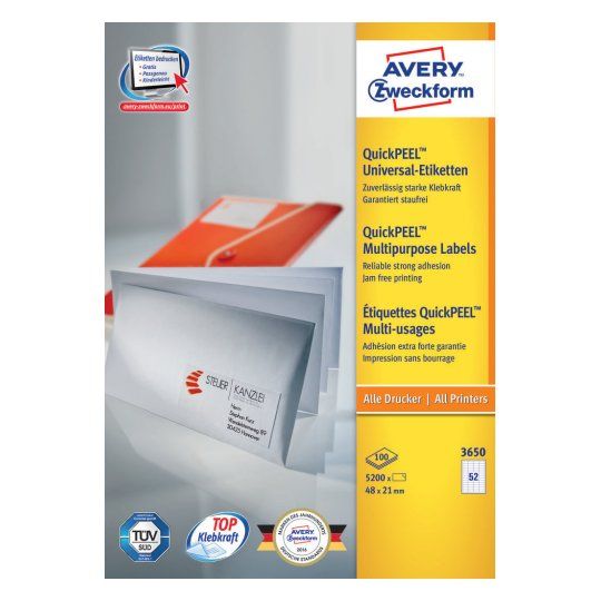 Avery 3650 - Etiketten - Wit - Papier