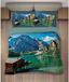 Icecat Ensemble de literie, 200x200 cm, avec imprimé animalier, 100% coton, incluant 2 taies d'oreiller