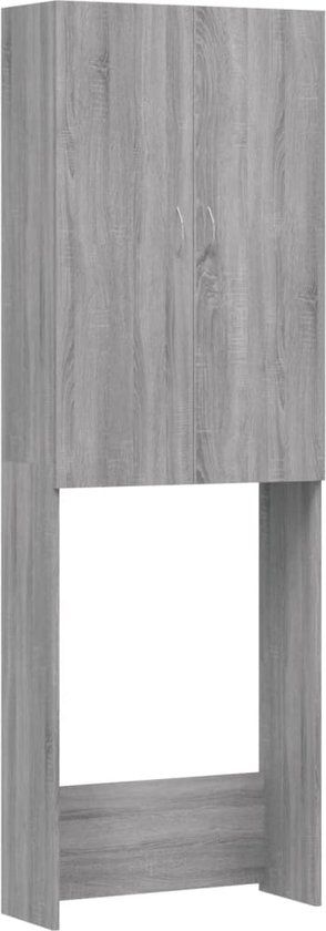 vidaXL Wasmachinekast - 64x25,5x190 cm - grijs - sonoma eikenkleurig