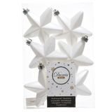 Decoris kersthanger sterren - 36x st - wit - 7 cm - kunststof - kerstornamenten - kerstversiering