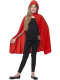 Smiffys Rode cape met capuchon - Voor kinderen 4-12 jaar - Lengte 70-86 cm