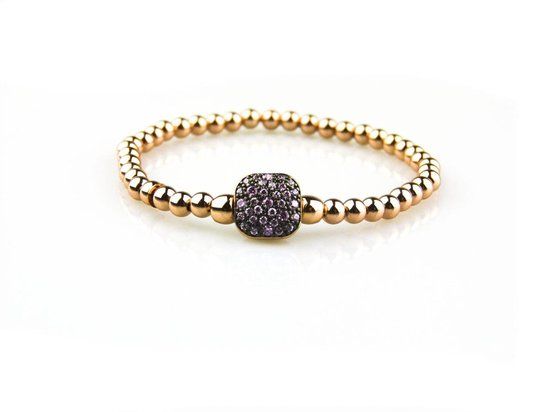 Model Grazia Armband Zilver Roze Verguld met Roze Cubic Zirconia - 21 cm