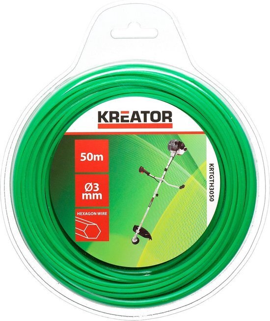 Kreator KRTGTH3050 KRTGTH3050-Recambio Hilo van Corte, zeshoekig, 3 mm x 50 m