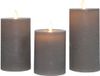 Anna's Collection LED kaars oplaadbaar flame effect rustiek set 7.5 cm taupe 3 stuks