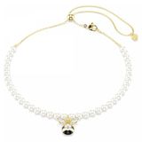 Swarovski Idyllia choker, Crystal Pearl, Bij, Wit, Goudkleurige toplaag