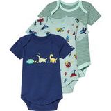 LUPILU® Body pour bébé, 3 pièces, en pur coton bio. (menthe/navy/vert, 0-2 mois)