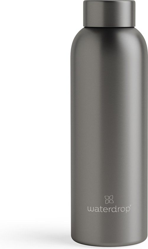 waterdrop® Thermosfles - 600 ml - Charcoal Brushed - RVS - Dubbelwandig