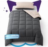 Slaapspeciaal Eazydekdekbed Supersoft Antraciet/Taupe 140x200 cm