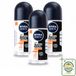 NIVEA MEN Black & White Ultimate Impact Déodorant Roller - 3 x 50 ml