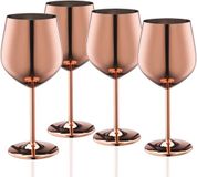 Merkloos Set van 4 onbreekbare roestvrijstalen wijnglazen 540 ml Roségoud