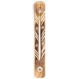 Decoratieve wierookbrander van hout met zonnemotief