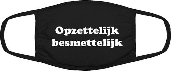 Zwart katoenen mondmasker - Grappig & herbruikbaar