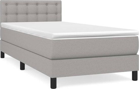 vidaXL Boxspring met matras stof lichtgrijs 90x200 cm