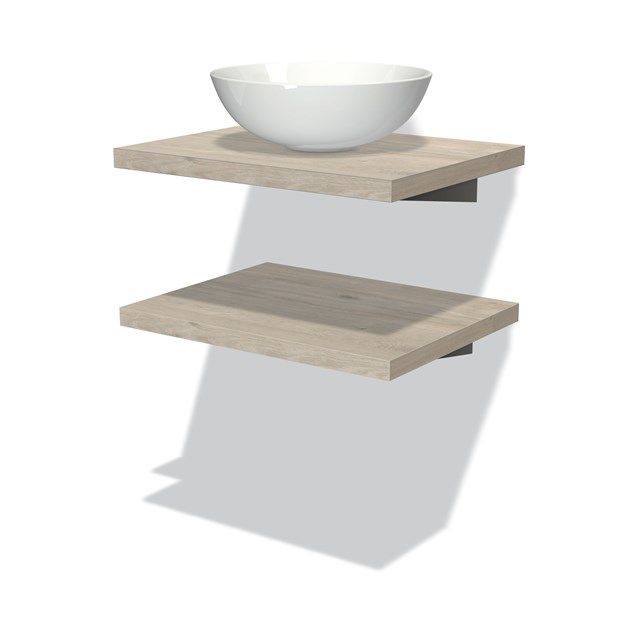 Maxaro Badkamermeubel Modulo Plato 60 cm Lichtgrijs Eiken 2 Wastafelbladen