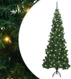 vidaXL Hoek Kunstkerstboom met 300 LED Groen 180 cm PVC en Metaal