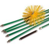 Kibros Kit de ramonage professionnel pour conduits gainés, hérisson synthétique Ø 150 mm, 8 m en 6 cannes autobloquantes Ø 18 mm creuses, ressort de départ 51,4 m + 11 m pour cheminées