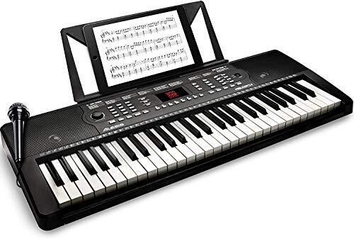 Alesis Melody 54 Draagbaar Elektronisch Keyboard Piano met 54 Toetsen, Ingebouwde Luidsprekers, 300 Instrumentgeluiden, 300 Ritmes, 40 Demosongs, Educatieve Hulpmiddelen, Microfoon en Muziekstandaard