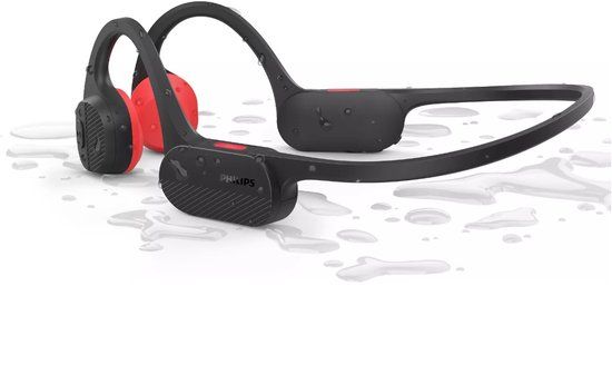 Philips TAA5608BK GO Series - Draadloze Open-ear Sportkoptelefoon - Bone Conduction - Bluetooth 5.3 - Zwart/Rood