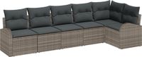 vidaXL Tuinbank Set 6-delig Grijs Polyrattan