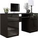 Bureau: 2 tiroirs, noir mat / noir brillant, 135 x 77 x 50 cm