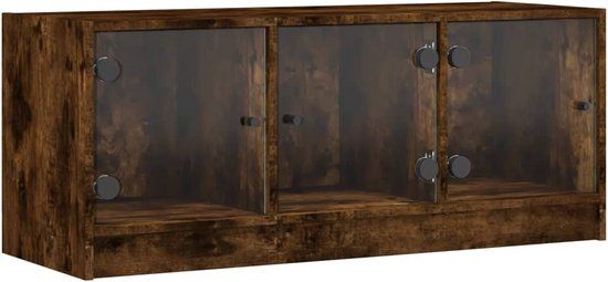 vidaXL Tv-meubel met glazen deuren 102x37x42 cm gerookt eikenkleurig