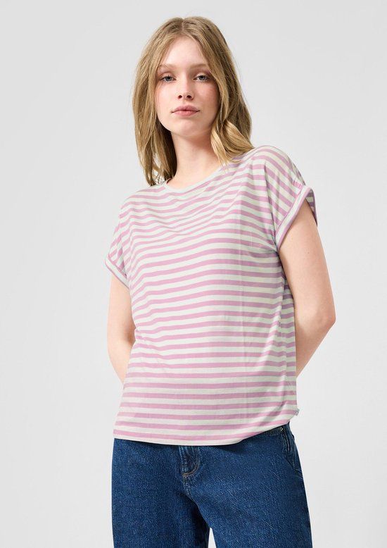 Q/S designed by - Dames t-shirt - Maat S - Vrouwen - Roze - Lyocell