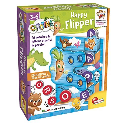 Liscianigiochi Lisciani Giochi - Carotina Happy Flipper, Actiespel voor het leren van Prime Paroline, meerkleurig, 97098