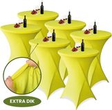 Aventara Statafelrok Geel x 6 – ∅80-85 x 110 cm met Opbergtas – Statafelhoes Stretch Stof – Kras- en Vouwvrije Statafel Rok Extra Dik – Sta Tafelrok - 6 Stuks – Statafelhoezen Voor Horeca, Evenementen, Feest, Bruiloft en Partijen