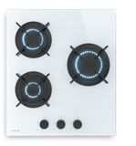 Klarstein Goldflame Gaskookplaat, 3 branders, 5800 W, gehard glas, messing, automatische ontsteking, vlamveiligheid, natuurlijk gas en LPG, 45 x 52 cm, installatieset