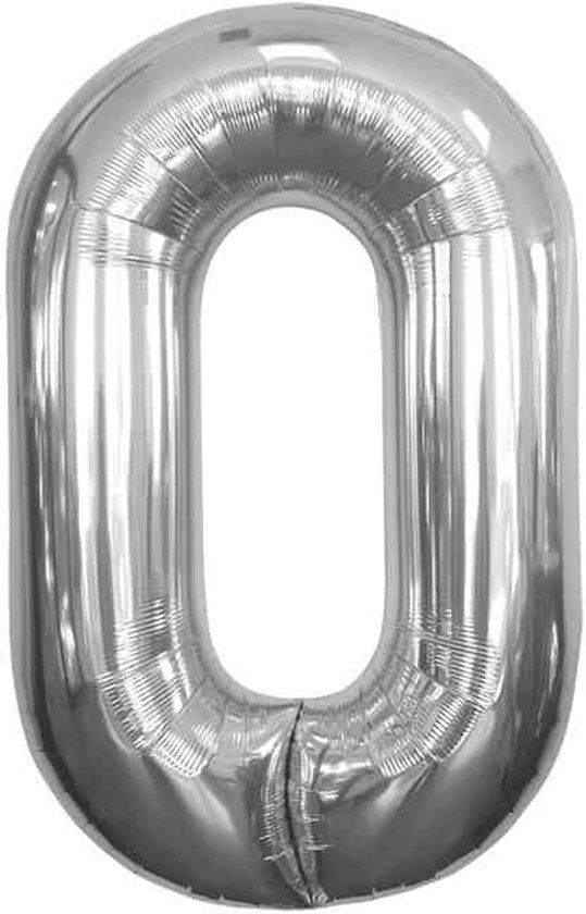 Folat - Folieballon Cijfer 0 Zilver - 86 cm