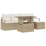 vidaXL Tuinbank Set Beige Poly Rattan
