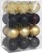 Gerimport Boules de Noël - 24 pièces - 6 cm - Noir/Or - Plastique