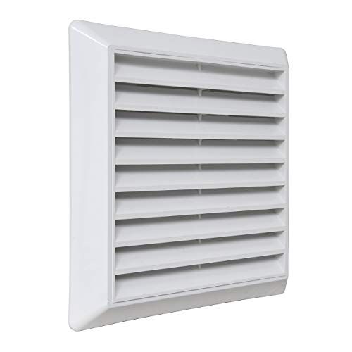 La Ventilazione C19157RB ventilatierooster van ABS, wit, met vaste kleppen en insectennet, afmetingen: 185 x 185 mm