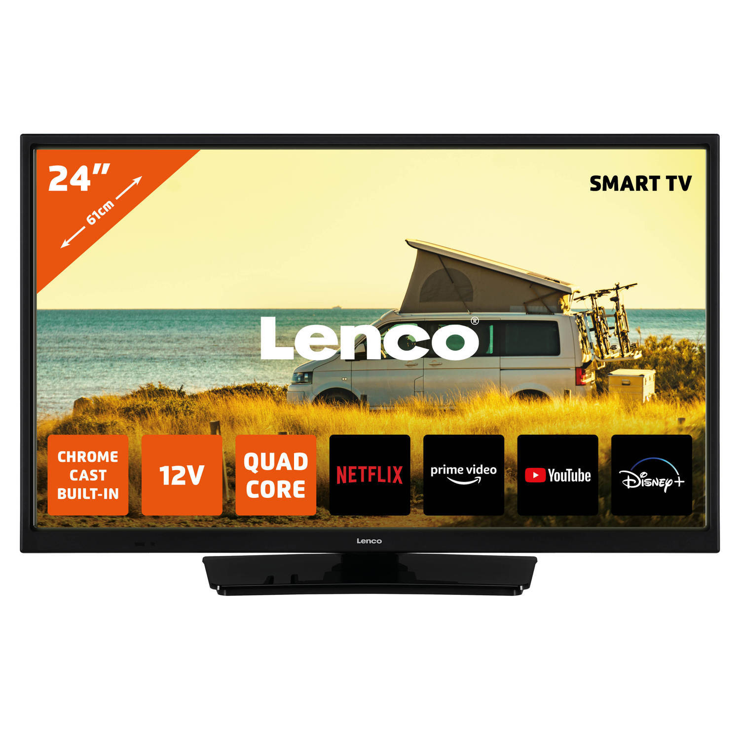 Lenco LED-2463BK - 24" Android Smart TV met 12V Auto Adapter - Zwart