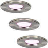 Homeylux Smart Wifi LED Inbouwspots - 3 stuks - Dimbaar RGBWW - RVS Venezia - 6 Watt - IP65