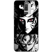 Samsung Galaxy j8 2018 Sangoku Naruto Luffy een stuk Dragon Ball Z zwart-wit achtergrond, anime manga Maniacase