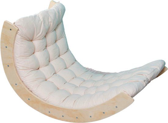 Buxibo Mini Klimboog - Houten Klimboog met Kussen - Montessori Speelgym - 76x47x37 cm - Wit