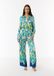 comma - Damesbroek met wijde pijpen van 100% viscose en elastische tailleband - Turquoise - Maat 38