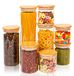 Merkloos Omgoods - Set van 8 Airtight Glazen Opslagboxen met Houten Deksel
