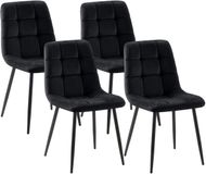 CLP Set van 4 Eetkamerstoelen Tilde - Gestoffeerd - Metalen Onderstel - belastbaar tot 150 kg - Fluweel/zwart