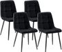 CLP Set van 4 Eetkamerstoelen Tilde - Gestoffeerd - Metalen Onderstel - belastbaar tot 150 kg - Fluweel/zwart