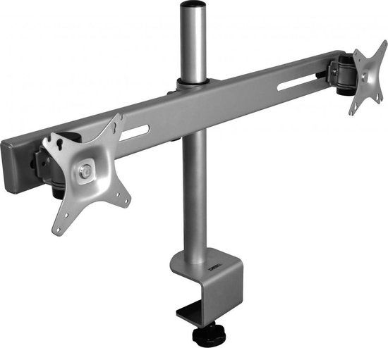DESQ Dubbele Monitorarm - 17/32 Inch - Bureauklem - Zilver