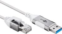 Goobay USB-A (m) naar RJ45 (m) Slimline Gigabit Ethernet Kabel - Nylon Sleeve - 2 meter - Wit