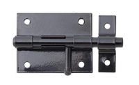 Alberts 863371 Boutgrendel | met ronde greep en bevestigde lus | zwarte kunststof coating | plaat 70 x 57 mm | bout-Ø 9,5 mm | totale lengte 100 mm | set van 10