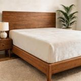 Cathay Home Queen Flanellen Pluche Hoeslaken - Ultra Zacht & Extra Pluche Flanel, Pluist niet - Gezellige Warmte het hele seizoen - Alleen 30,5 cm diepe zak hoeslaken (Queen, crème)