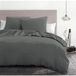 HOME LINGE PASSION Housse de couette 3 pièces - HP72075 - Microfibre - 240 x 260 cm - Gris anthracite