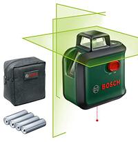 Bosch Bosch kruislijnlaser AdvancedLevel 360 (werkbereik: tot 24 m, zelfnivellerend: tot ± 4°, groene laser, 4x aa batterijen, in kartonnen doos)